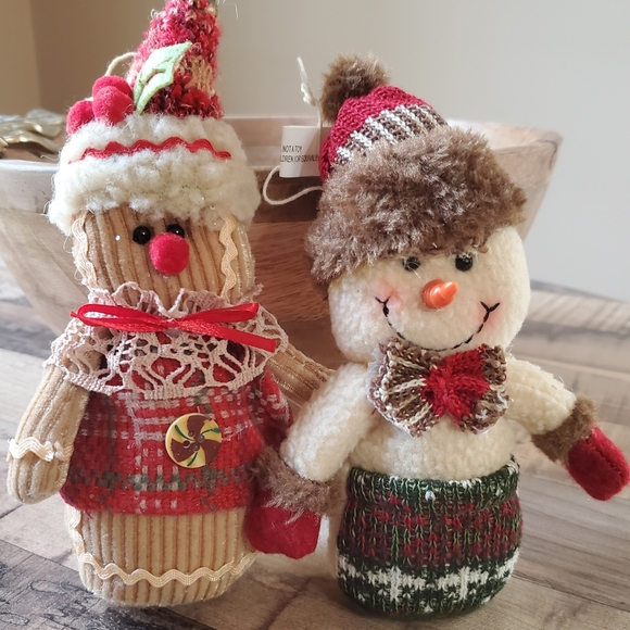 Weighted Snowman and Gingerbread boy/girl plush holiday Christmas tree ornaments - Picture 13 of 13